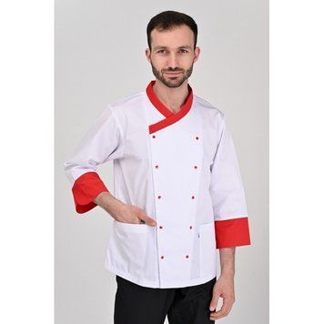 Кітель кухарський Брюссель, біло-червоний 3/4, 54 2000000261461 фото