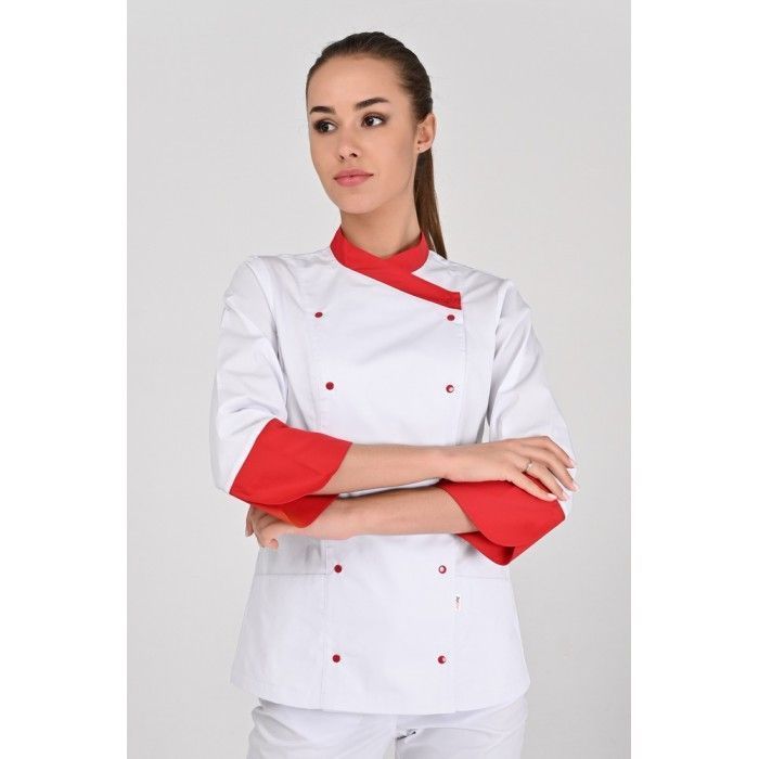 Куртка котонова Бордо 2, біло-червоний 3/4 , 40 2000000046440 фото